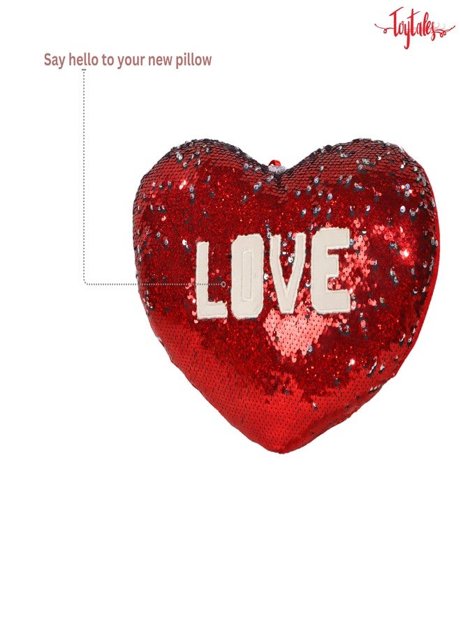 MABLE Reversible Sequin Heart Shape Cushion (30 Cm) Stuffed with Love, Soft Plush Cushions for Girls/Boys, Lightweight Velvety Touch for Comforting Hugs, Gift for Girlfriend/Boyfriend - Image 2